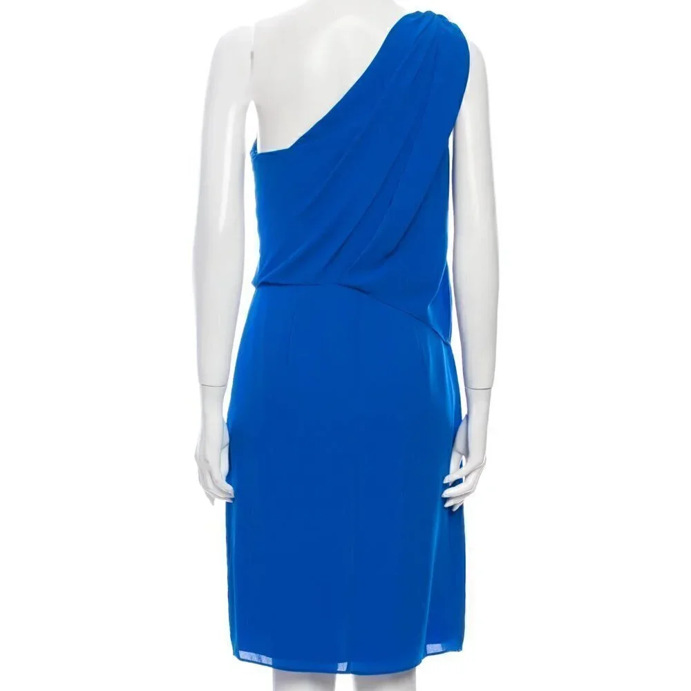 New Halston Braided Strap One-Shoulder Silky Georgette Dress NWT Size 4
